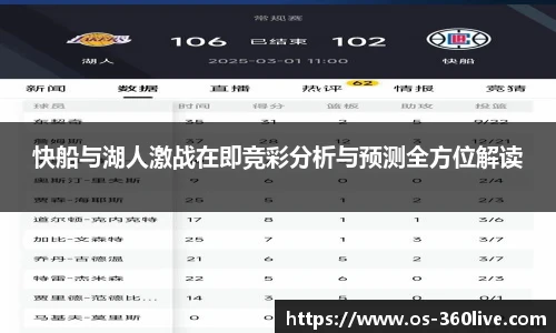 快船与湖人激战在即竞彩分析与预测全方位解读
